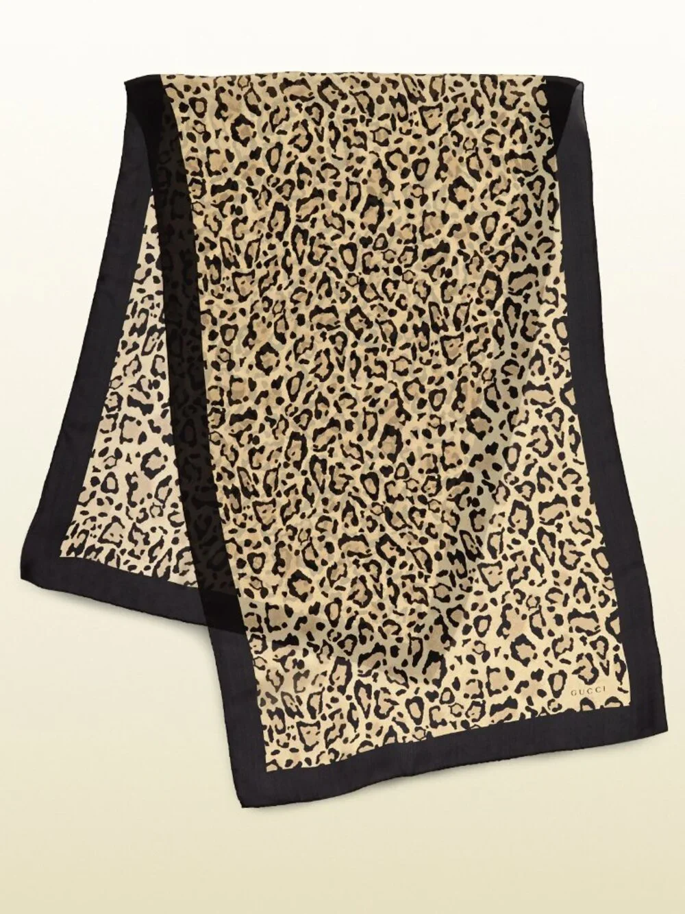 New Gucci Animal Print Silk Satin Stole Wrap